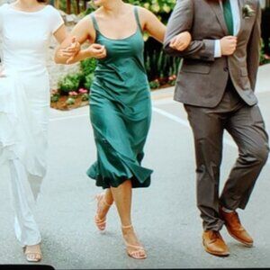 Gorgeous custom made Green Satin dress